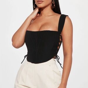 Fashion Nova Black Lace-Up Crop Top
